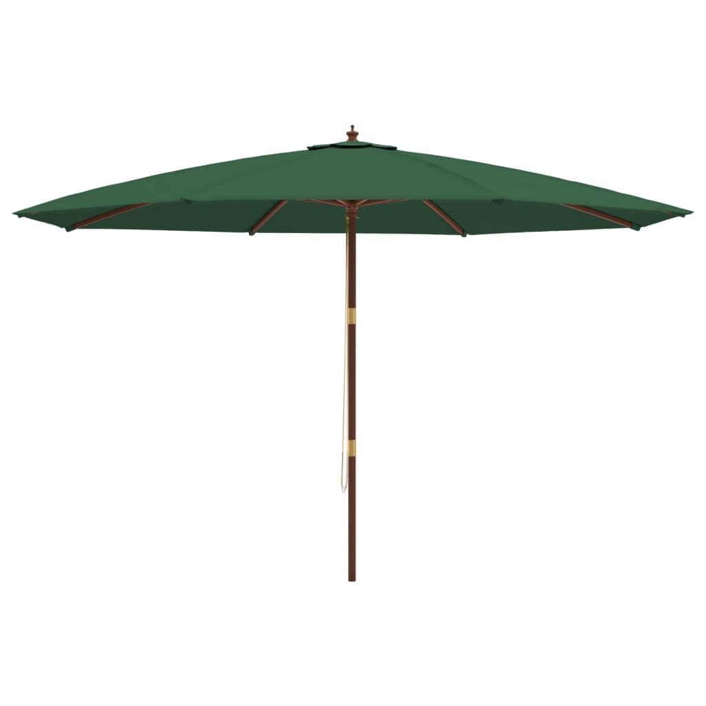 Guarda-sol de jardim com poste de madeira 400x273 cm verde