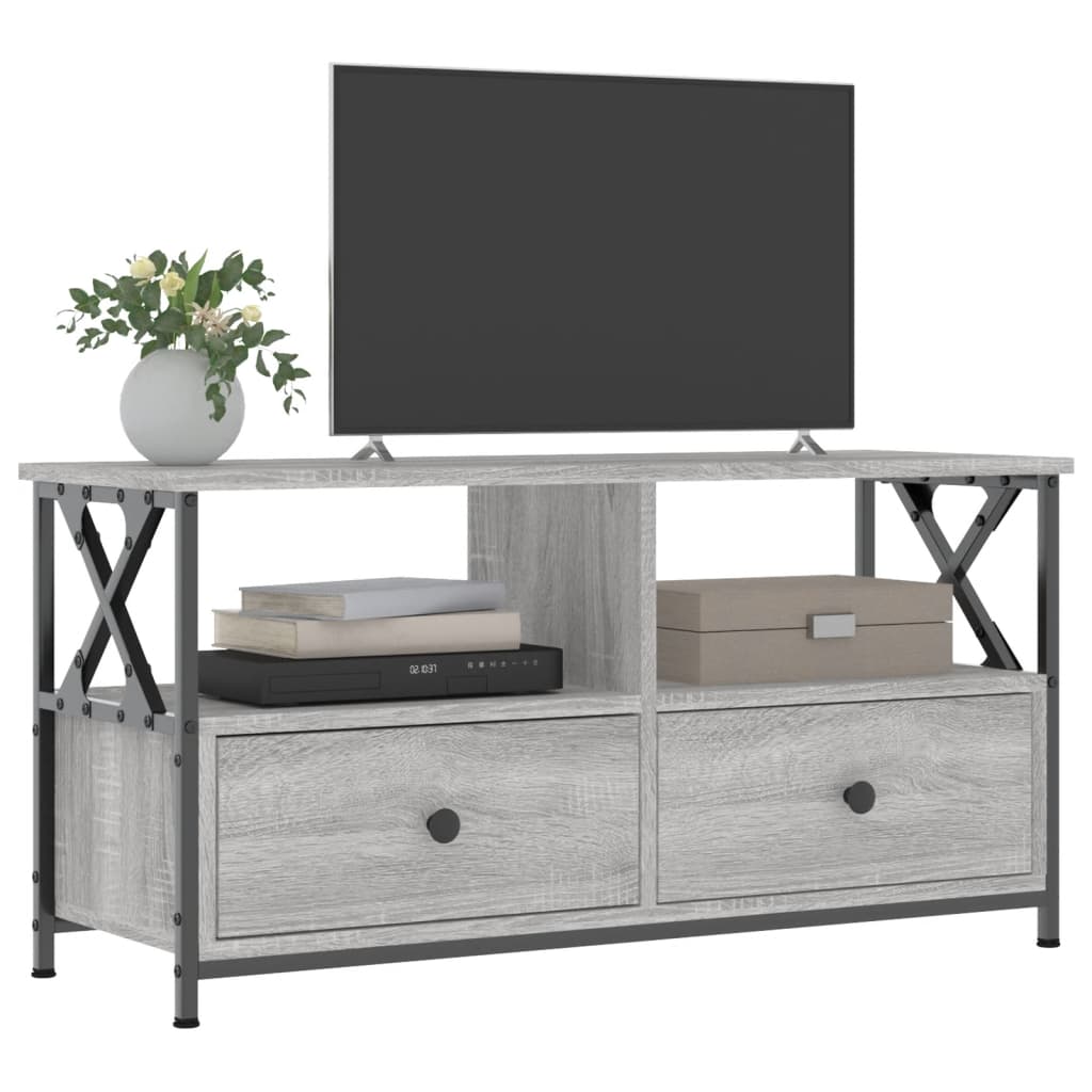 Móvel de TV 90x33x45 cm derivados de madeira/ferro cinza sonoma