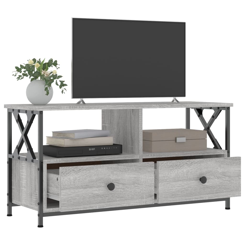 Móvel de TV 90x33x45 cm derivados de madeira/ferro cinza sonoma