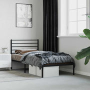 Estrutura de cama metal s/ colchão c/ cabeceira 75x190 cm preto