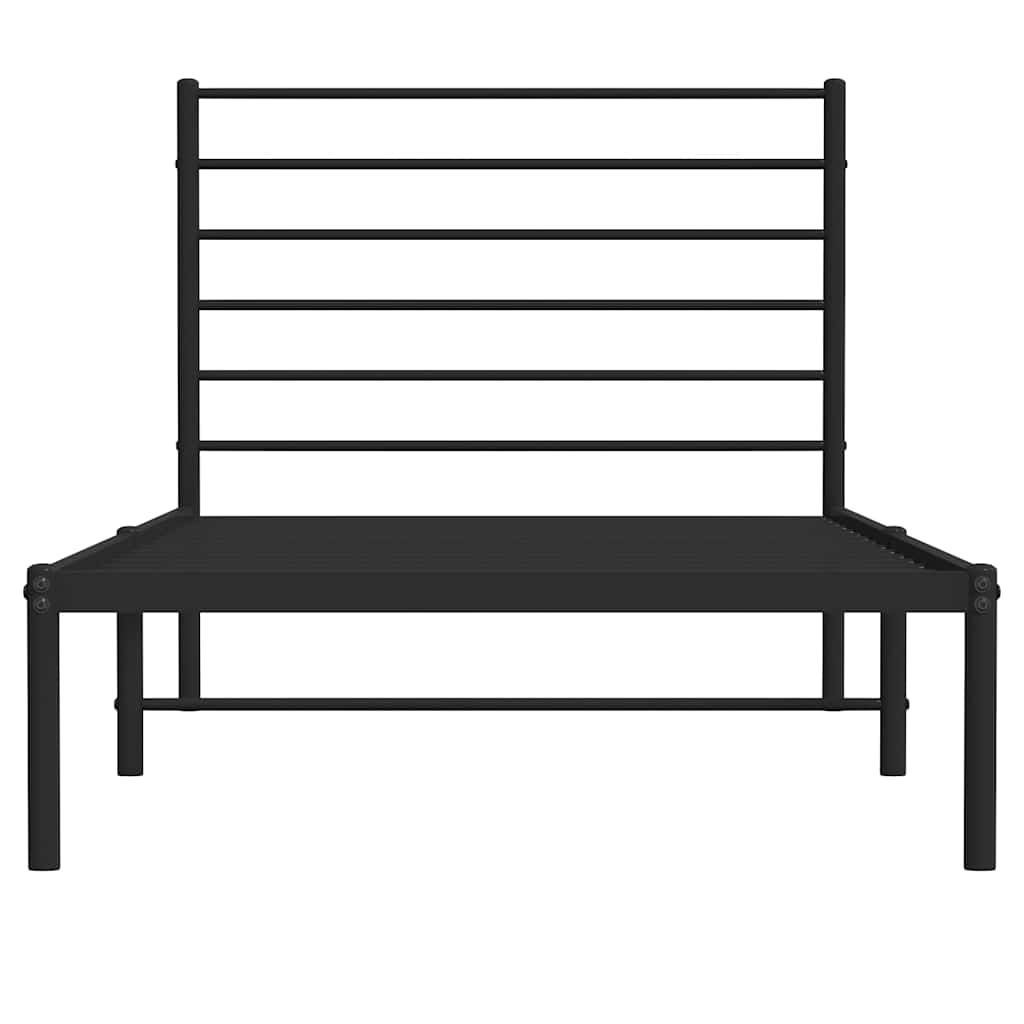 Estrutura de cama com cabeceira 90x200 cm metal preto