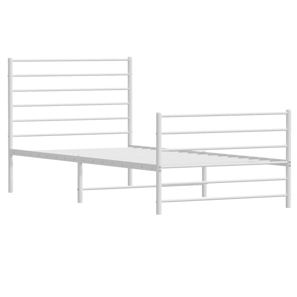 Estrutura de cama com cabeceira e pés 80x200 cm metal branco