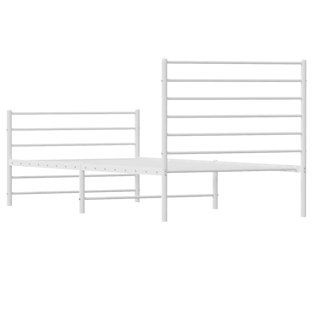 Estrutura de cama com cabeceira e pés 80x200 cm metal branco