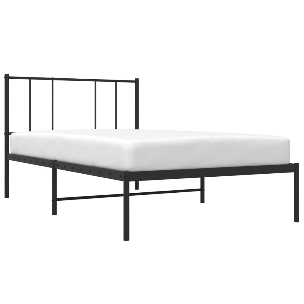 Estrutura de cama com cabeceira 80x200 cm metal preto