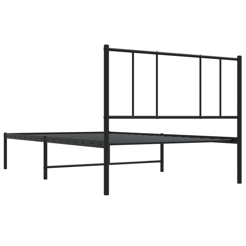 Estrutura de cama com cabeceira 80x200 cm metal preto
