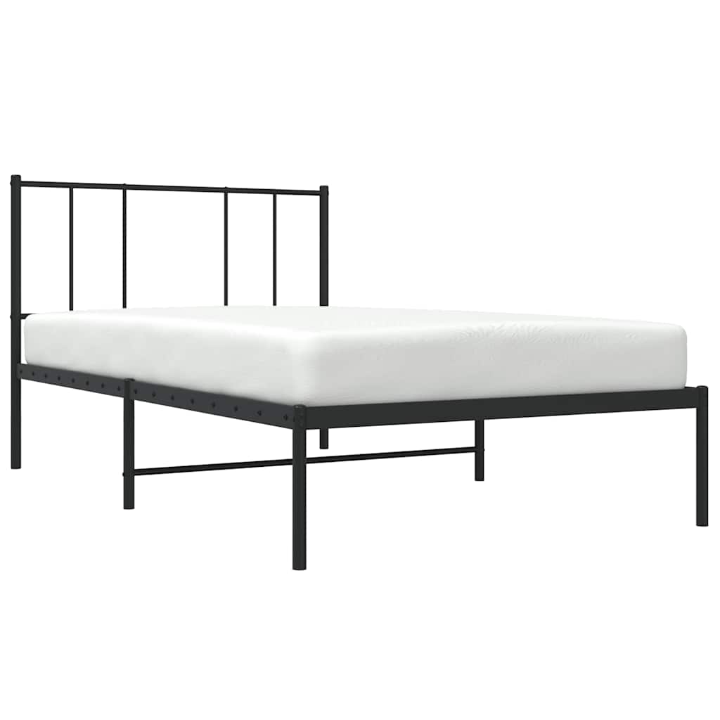Estrutura de cama com cabeceira 90x190 cm metal preto