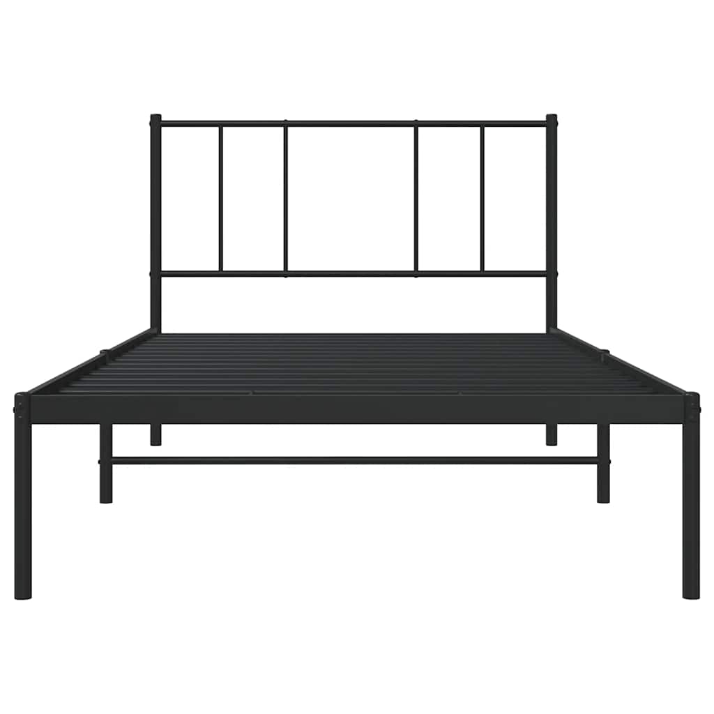 Estrutura de cama com cabeceira 90x190 cm metal preto