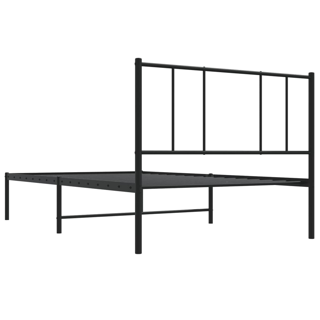 Estrutura de cama com cabeceira 90x190 cm metal preto