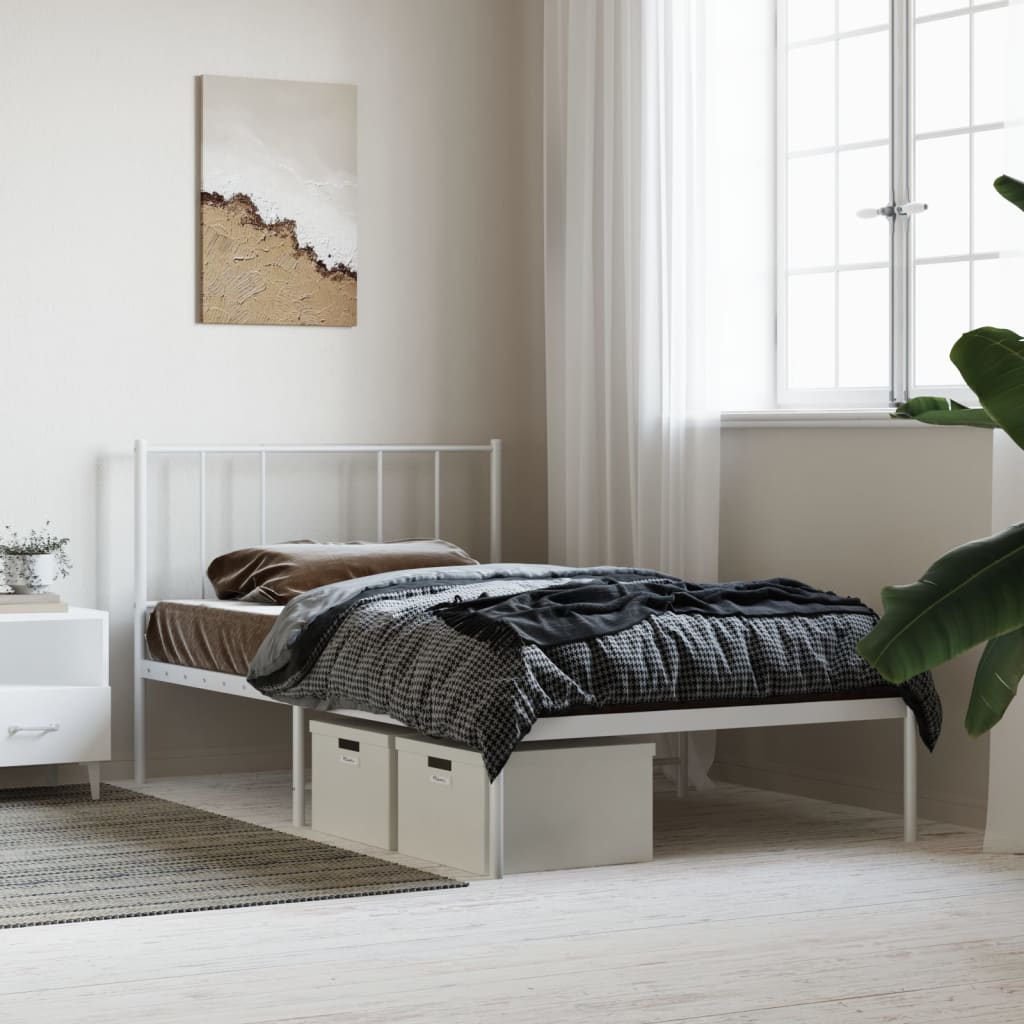 Estrutura de cama com cabeceira 90x200 cm metal branco