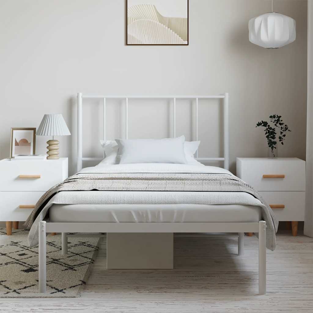 Estrutura de cama com cabeceira 100x200 cm metal branco