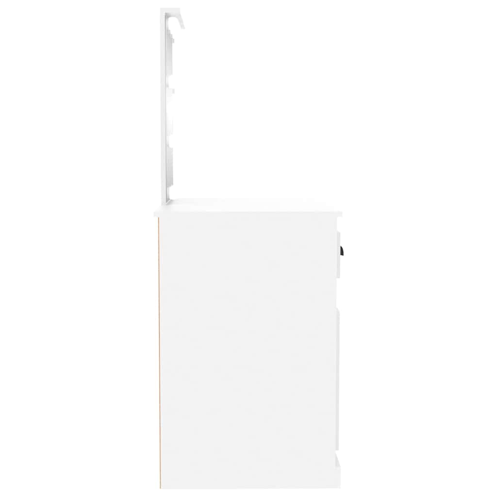 Toucador com luzes LED derivados de madeira branco brilhante