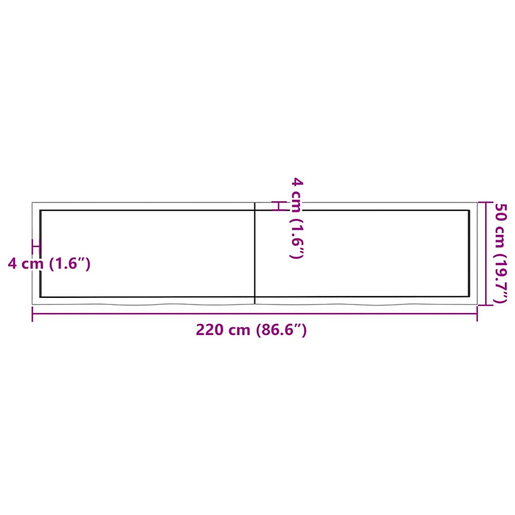 Prateleira de parede 220x50x(2-6)cm carvalho maciço não tratado