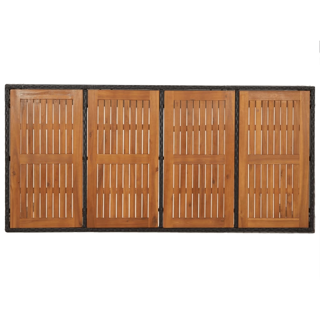 7 pcs conjunto de jantar p/ jardim c/ almofadões vime PE preto
