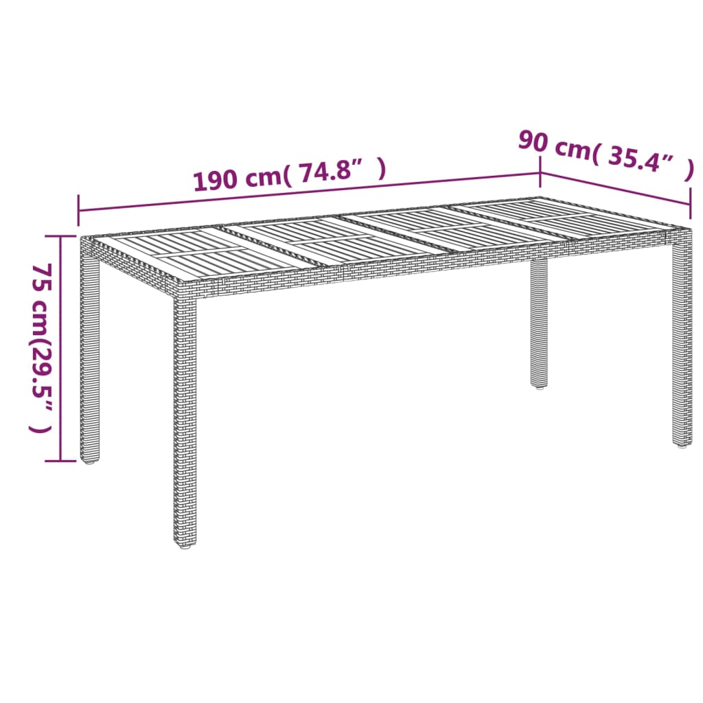 7 pcs conjunto de jantar p/ jardim c/ almofadões vime PE preto