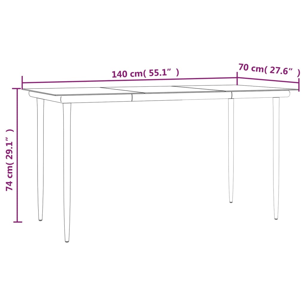 7 pcs conjunto de jantar p/ jardim c/ almofadões vime PE preto