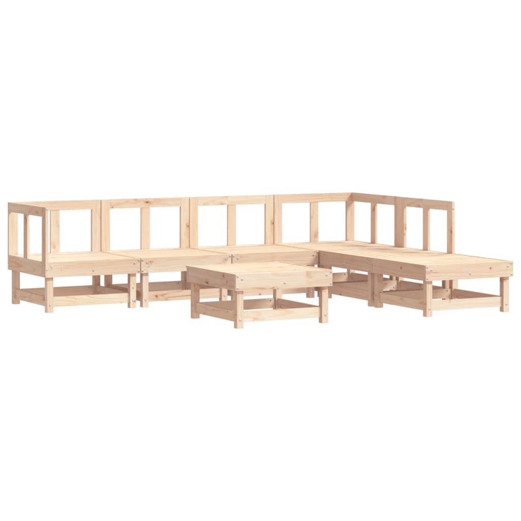 7 pcs conjunto lounge jardim c/ almofadões madeira maciça