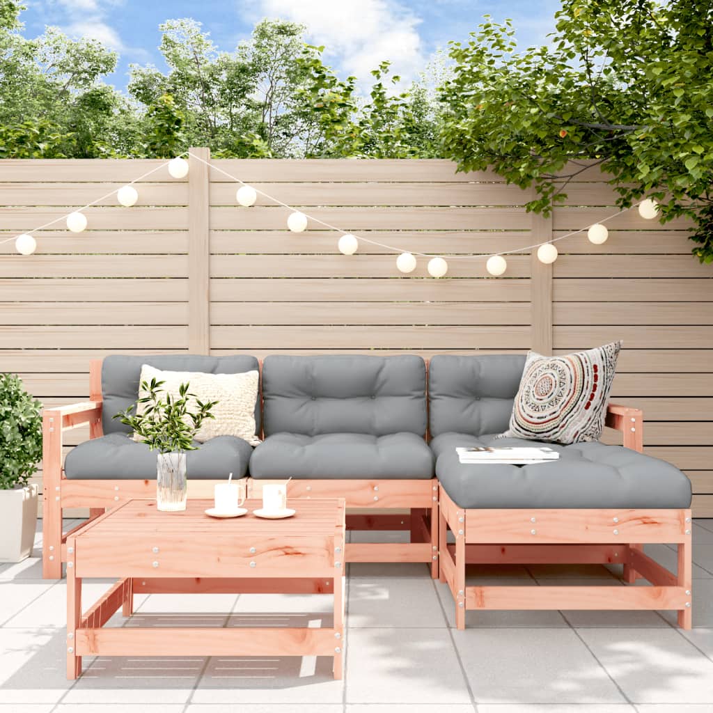 5 pcs conjunto lounge de jardim madeira de douglas maciça