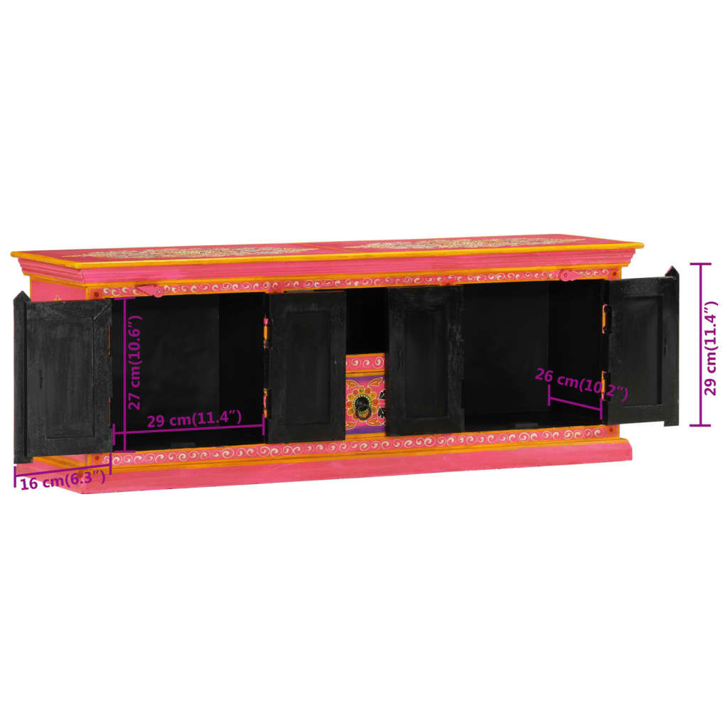 Móvel de TV 110x30x40 cm madeira de mangueira maciça rosa