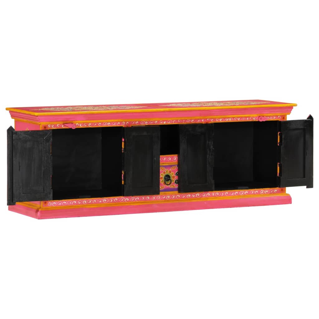 Móvel de TV 110x30x40 cm madeira de mangueira maciça rosa