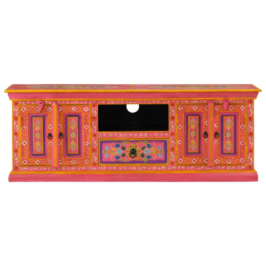 Móvel de TV 110x30x40 cm madeira de mangueira maciça rosa