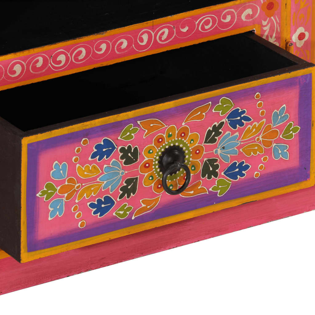 Móvel de TV 110x30x40 cm madeira de mangueira maciça rosa