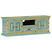 Móvel de TV 110x30x40 cm madeira de mangueira maciça azul