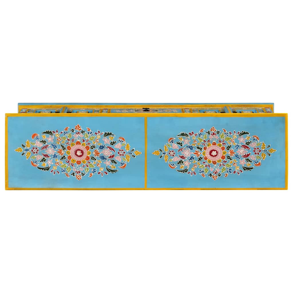 Móvel de TV 110x30x40 cm madeira de mangueira maciça azul