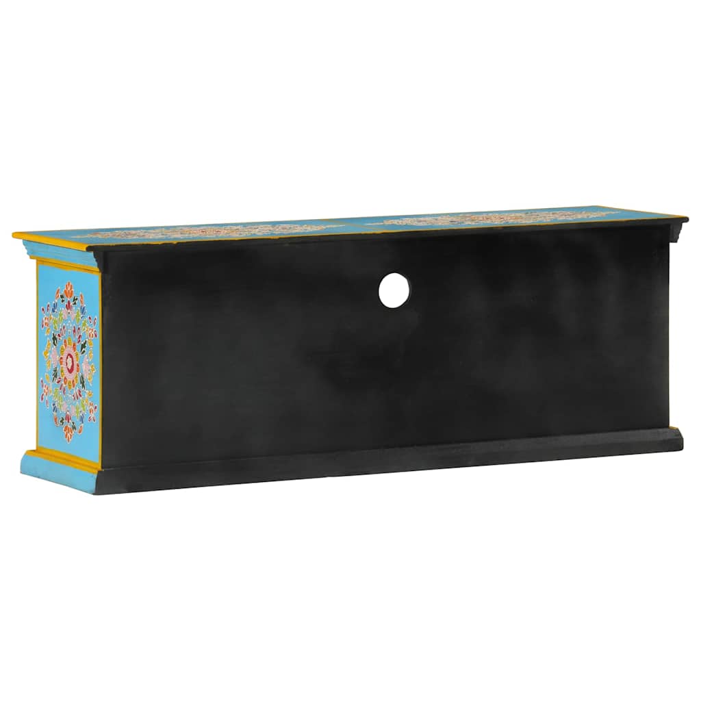 Móvel de TV 110x30x40 cm madeira de mangueira maciça azul