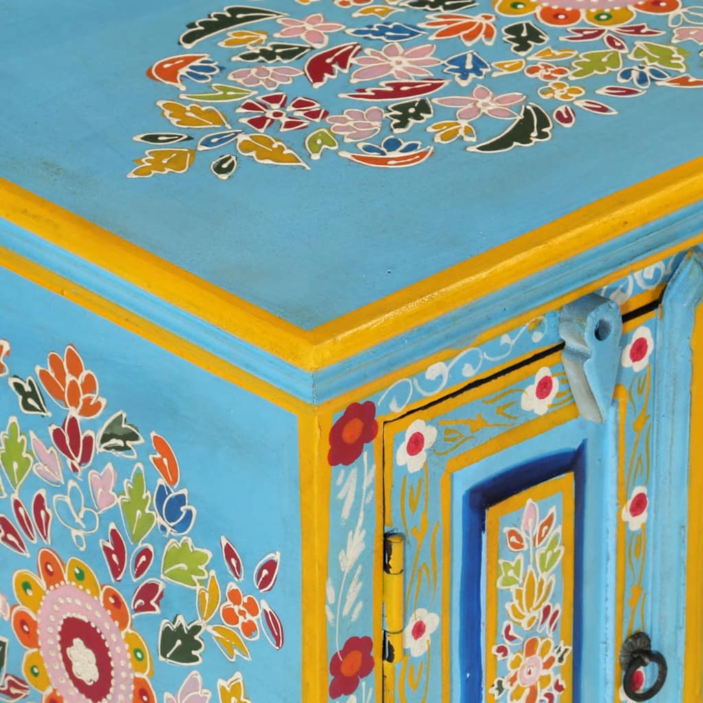 Móvel de TV 110x30x40 cm madeira de mangueira maciça azul