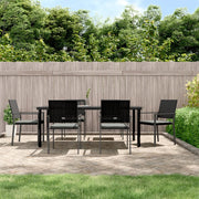 7 pcs conjunto de jantar p/ jardim c/ almofadões vime PE e aço