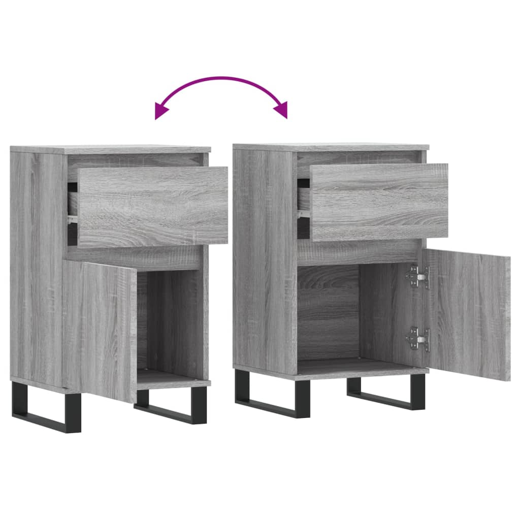 Aparadores 2 pcs 40x35x70 cm derivados madeira cinzento sonoma