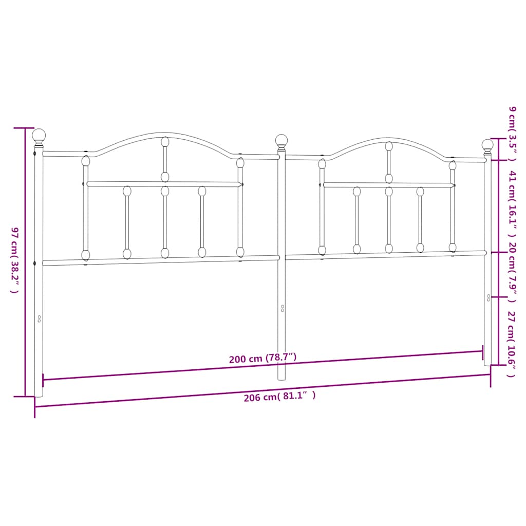 Cabeceira de cama 200 cm metal branco