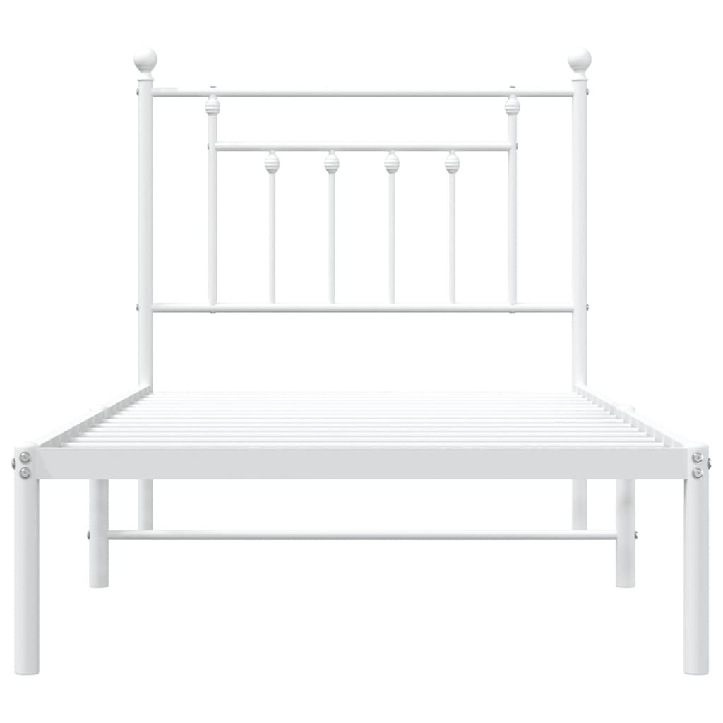 Estrutura de cama com cabeceira 90x190 cm metal branco