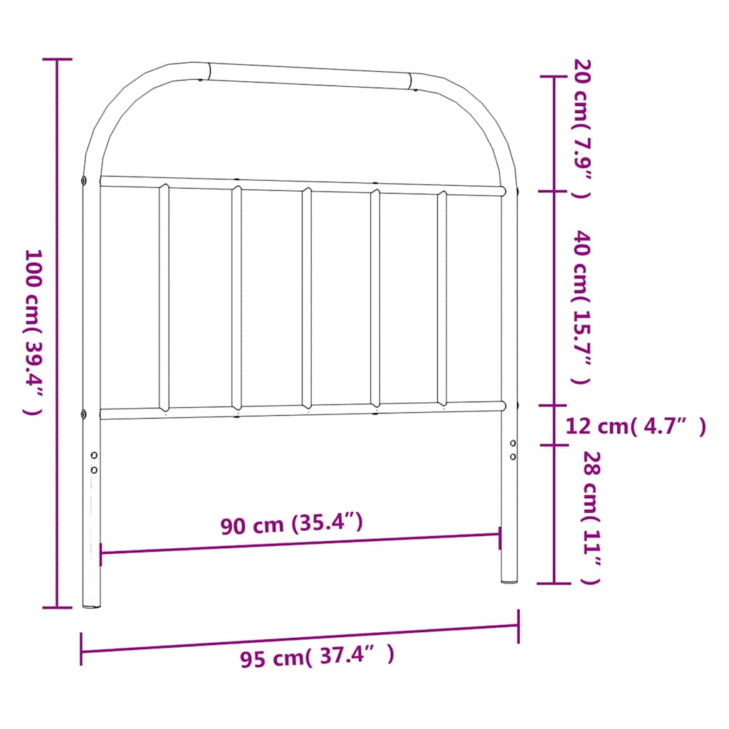 Cabeceira de cama 90 cm metal branco
