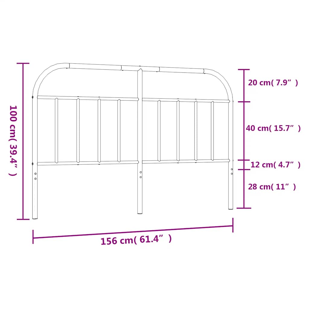 Cabeceira de cama 150 cm metal branco
