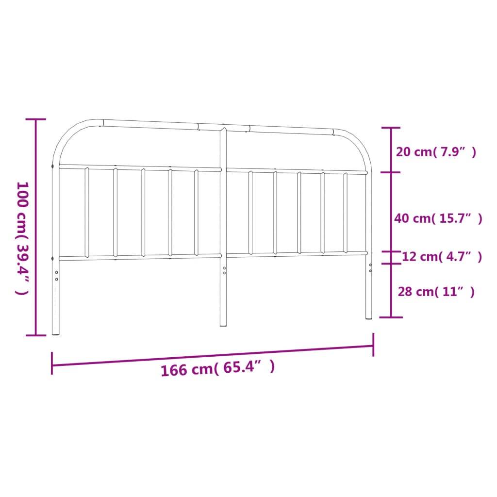 Cabeceira de cama 160 cm metal branco
