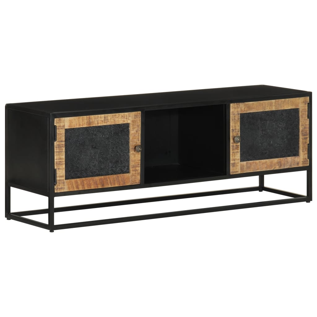 Móvel de TV 110x30x40 cm madeira de mangueira maciça e ferro