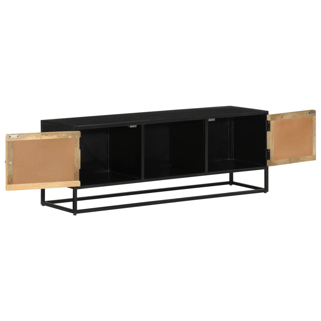 Móvel de TV 110x30x40 cm madeira de mangueira maciça e ferro