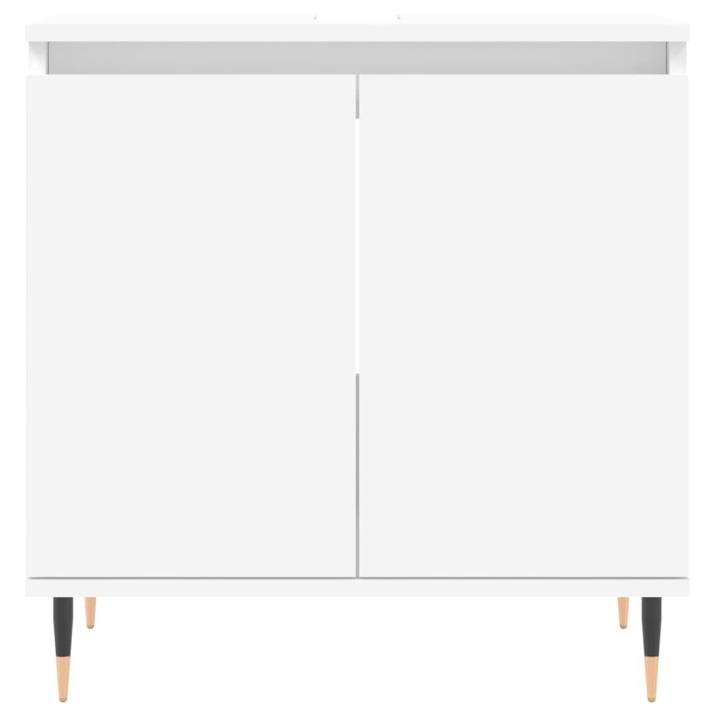 3 pcs conjunto móveis casa de banho madeira processada branco