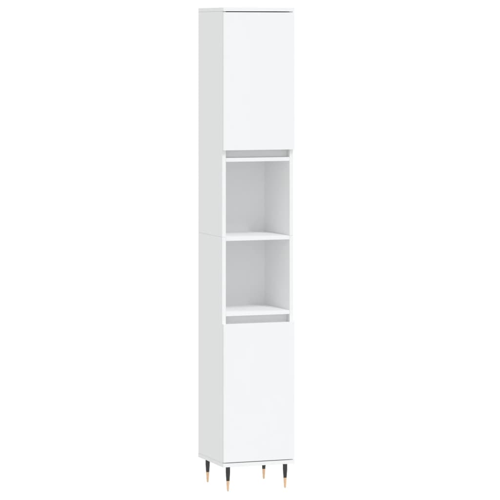 3 pcs conjunto móveis casa de banho madeira processada branco