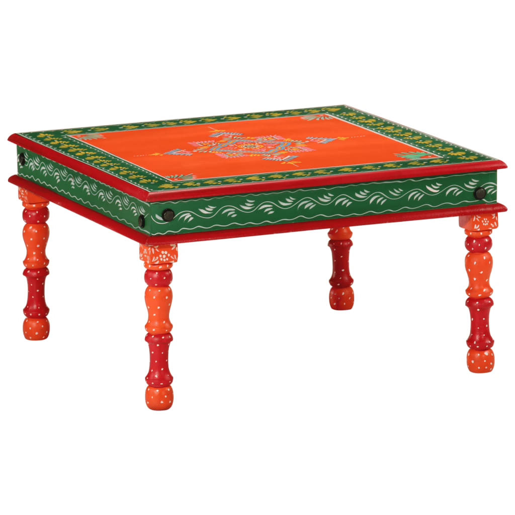 Mesa de centro pintada à mão mangueira maciça laranja
