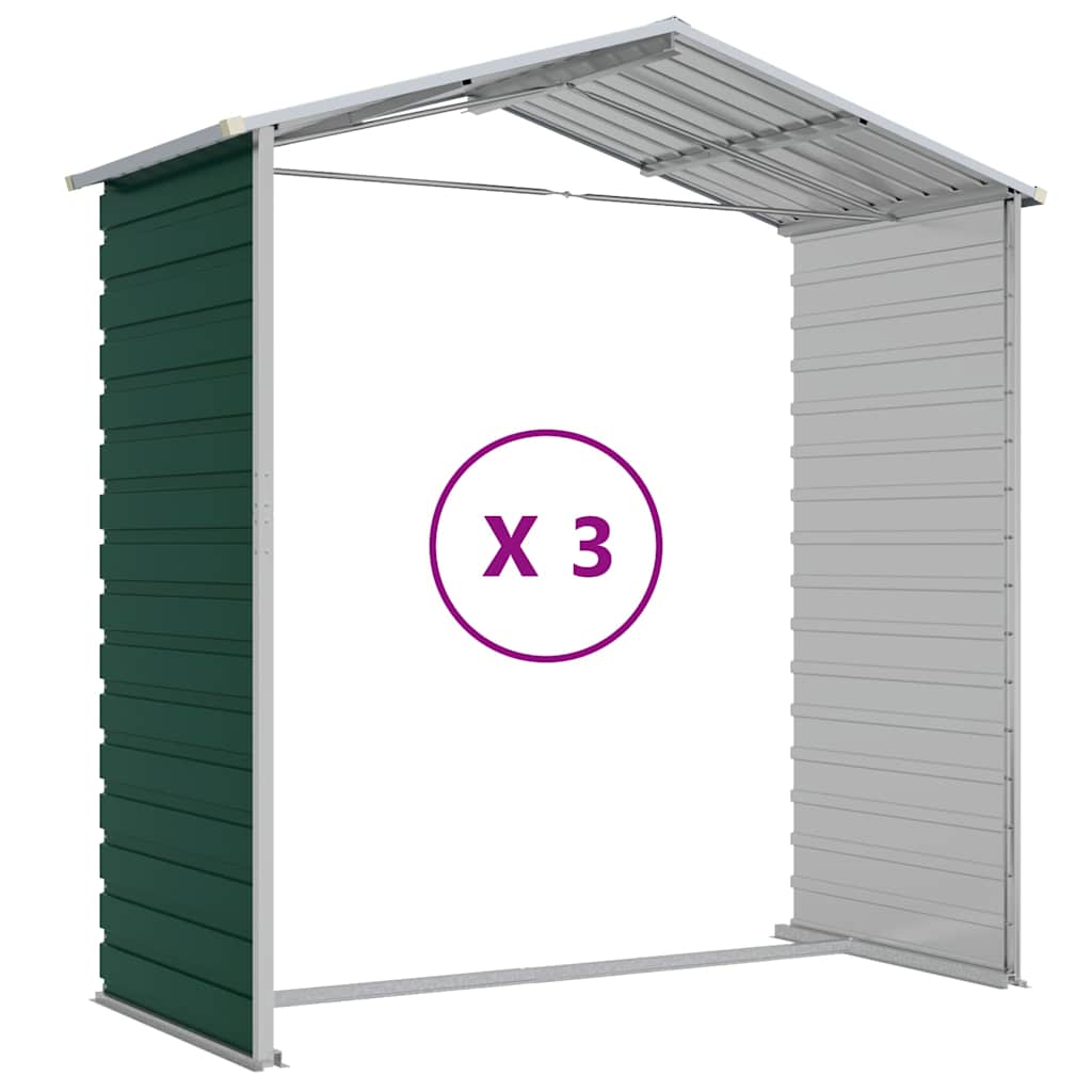 Abrigo de jardim verde 191x300x198 cm aço galvanizado
