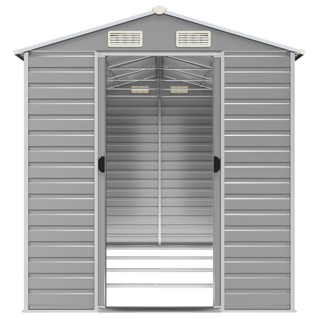 Abrigo de jardim cinza claro 191x385x198 cm aço galvanizado