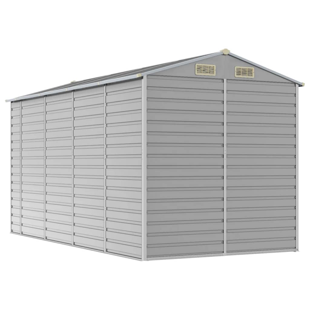 Abrigo de jardim cinza claro 191x385x198 cm aço galvanizado