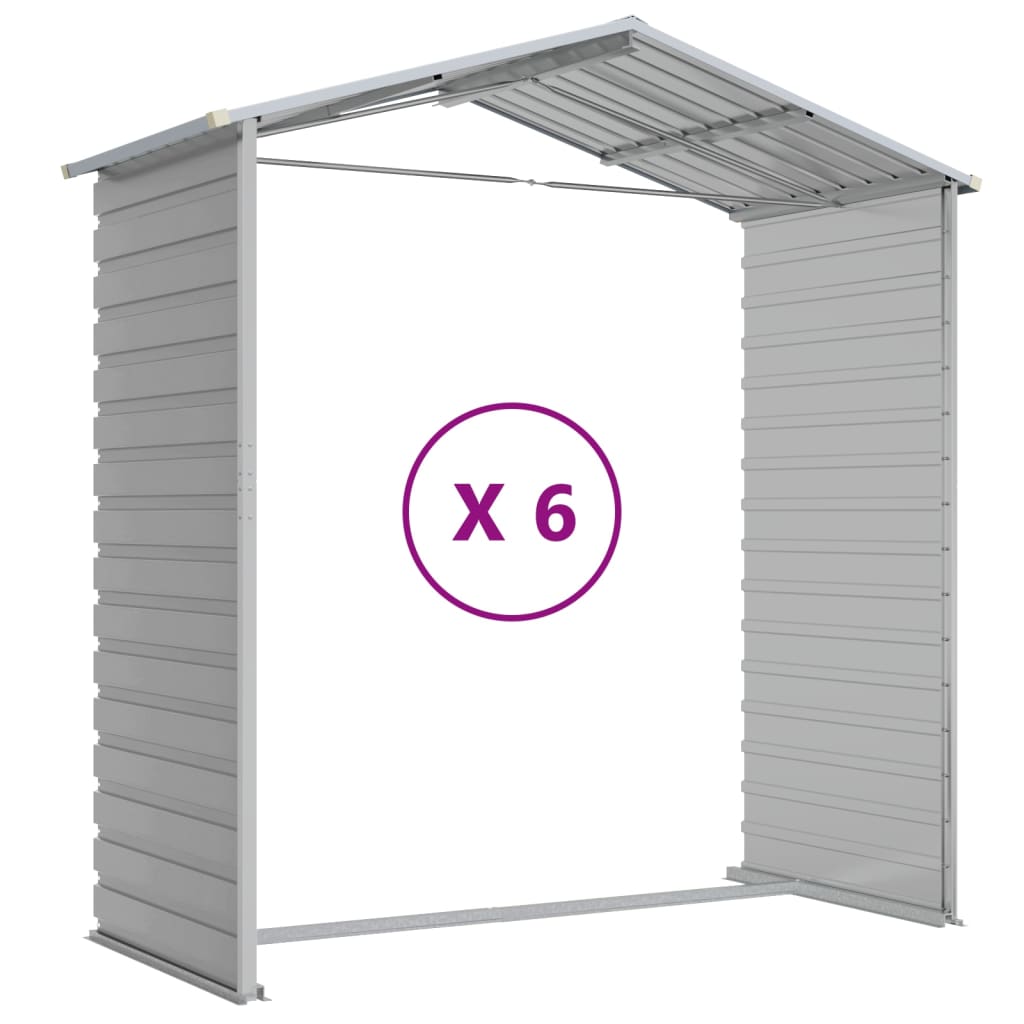 Abrigo de jardim cinza claro 191x555x198 cm aço galvanizado