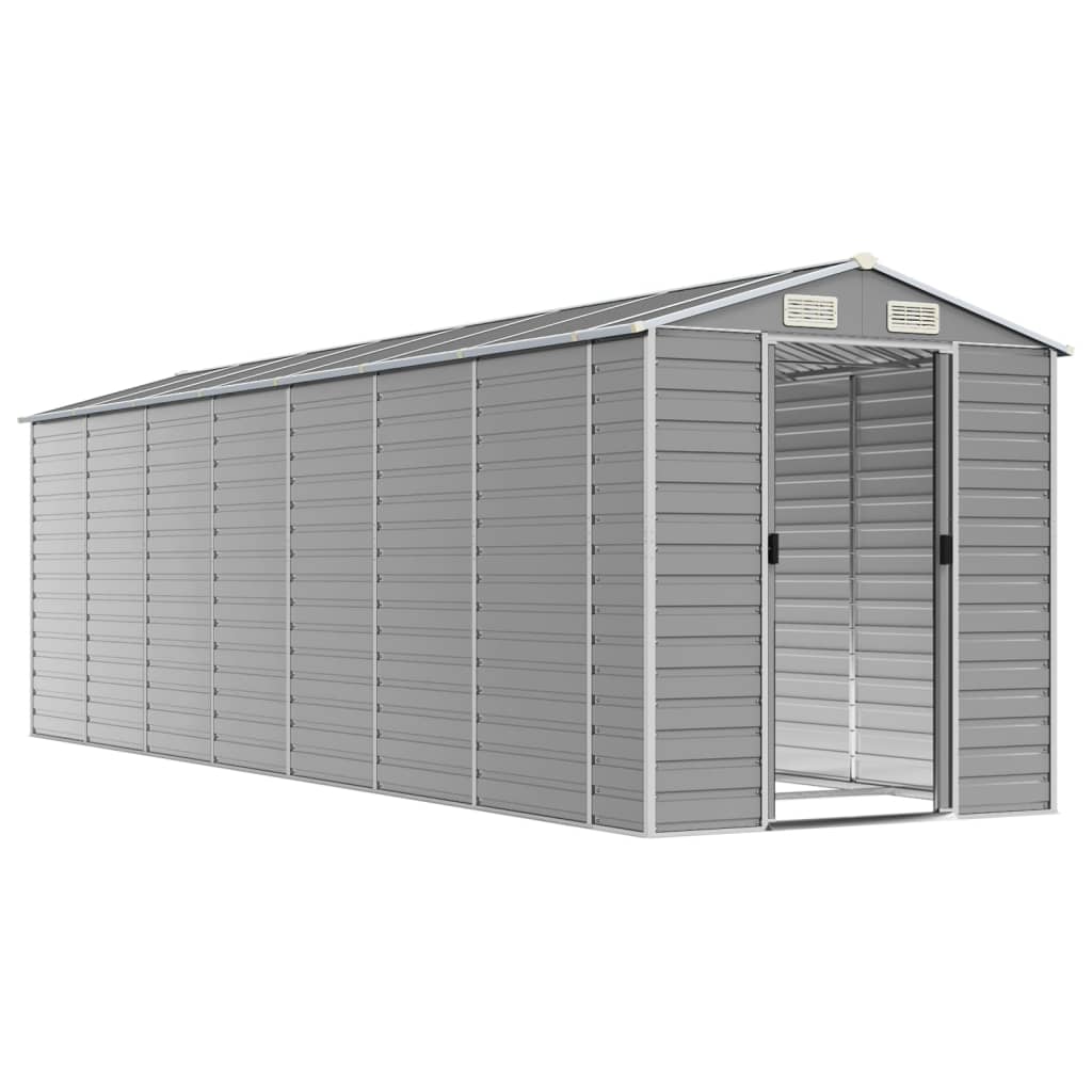 Abrigo de jardim cinza claro 191x640x198 cm aço galvanizado
