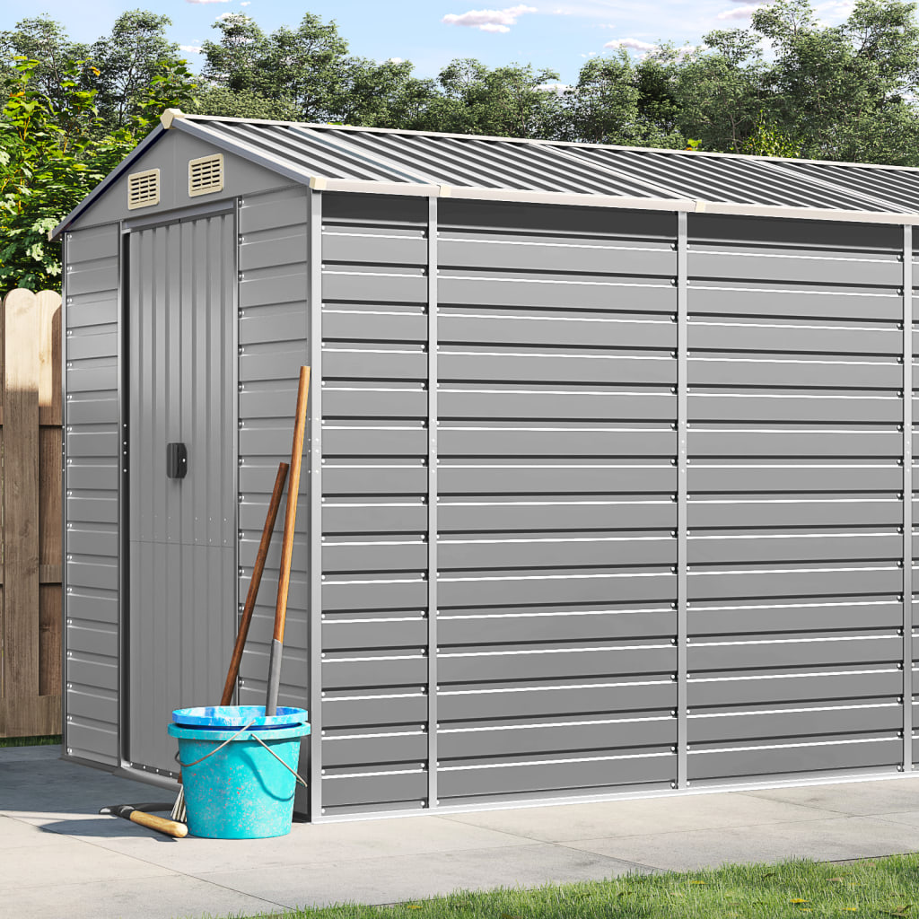 Abrigo de jardim cinza claro 191x895x198 cm aço galvanizado