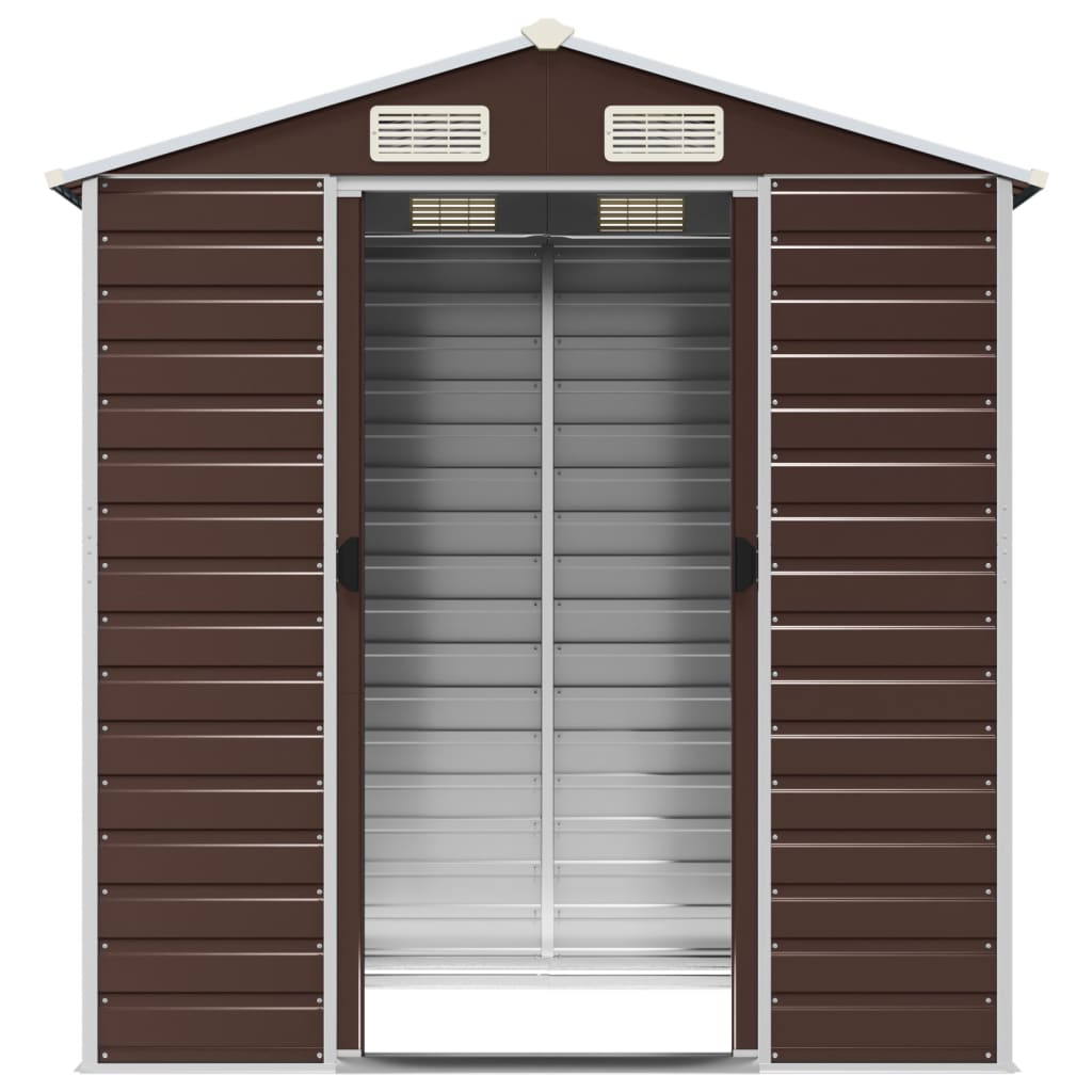 Abrigo de jardim 191x130x198 cm aço galvanizado castanho
