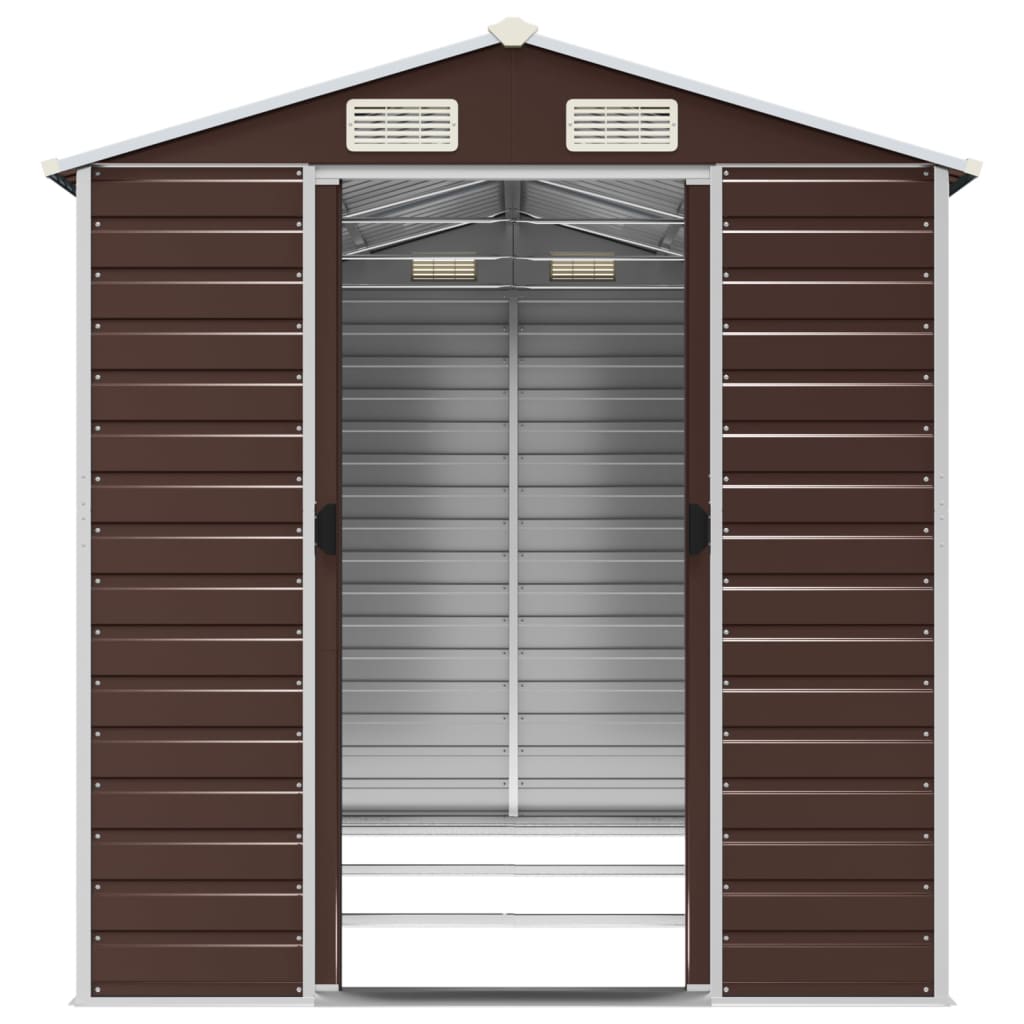 Abrigo de jardim castanho 191x300x198 cm aço galvanizado