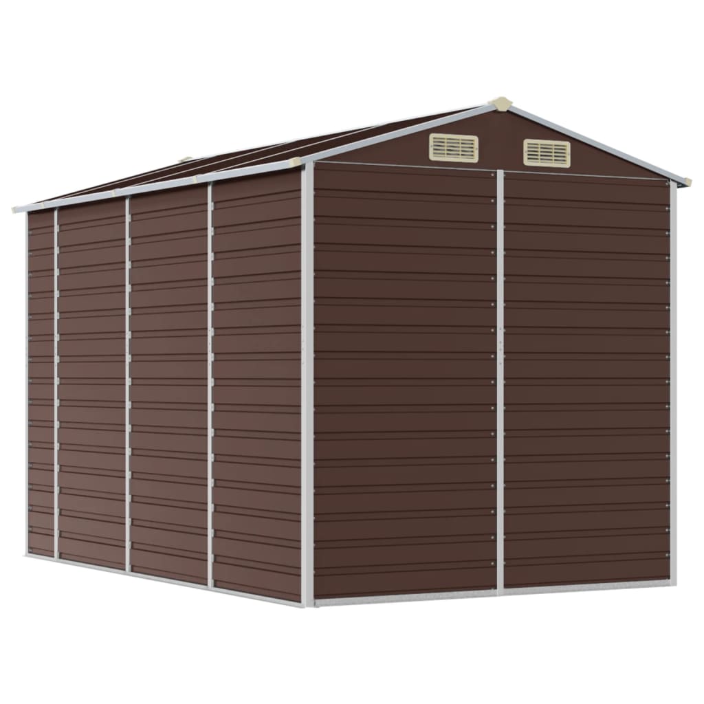 Abrigo de jardim castanho 191x300x198 cm aço galvanizado